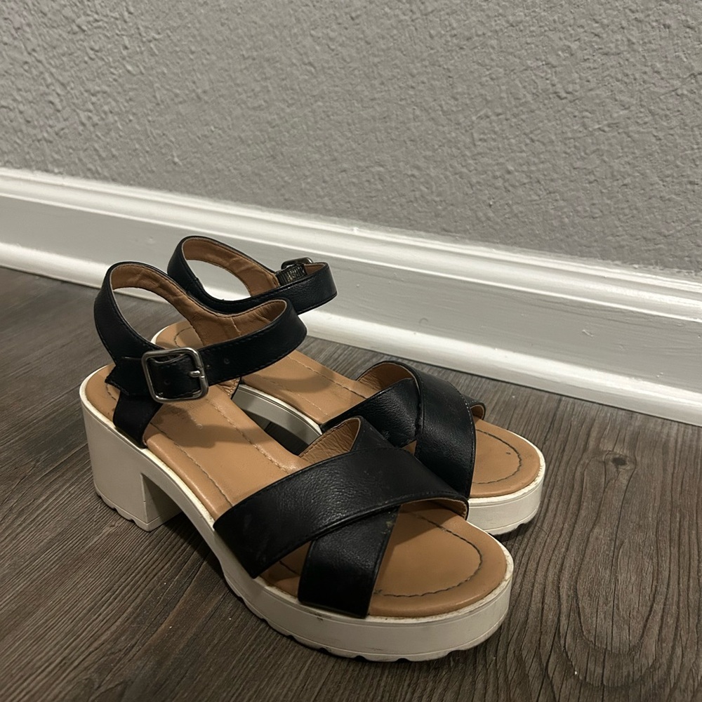 Black and White Platform Sandals